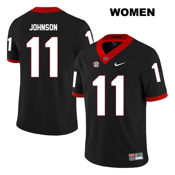 Georgia Bulldogs Women's Jermaine Johnson #11 NCAA Legend Authentic Black Nike Stitched College Football Jersey RQT1756YF